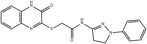 2-[(3-oxo-4H-quinoxalin-2-yl)sulfanyl]-N-(2-phenyl-3,4-dihydropyrazol-5-yl)acetamide Struktur