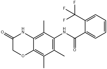 2-(trifluoromethyl)-N-(5,7,8-trimethyl-3-oxo-4H-1,4-benzoxazin-6-yl)benzamide Struktur