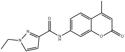 1-ethyl-N-(4-methyl-2-oxochromen-7-yl)pyrazole-3-carboxamide Struktur