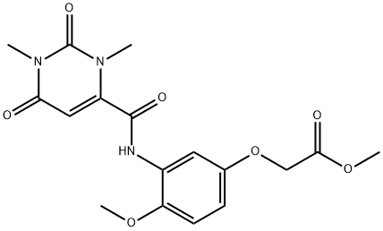 methyl 2-[3-[(1,3-dimethyl-2,6-dioxopyrimidine-4-carbonyl)amino]-4-methoxyphenoxy]acetate Structure