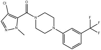 (4-chloro-2-methylpyrazol-3-yl)-[4-[3-(trifluoromethyl)phenyl]piperazin-1-yl]methanone Struktur