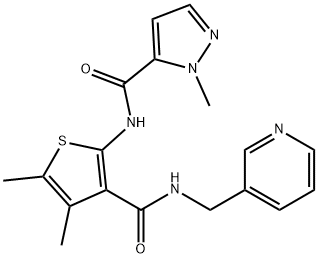 N-[4,5-dimethyl-3-(pyridin-3-ylmethylcarbamoyl)thiophen-2-yl]-2-methylpyrazole-3-carboxamide Struktur