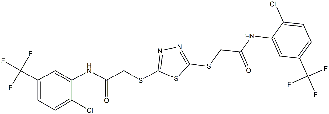 2-[[5-[2-[2-chloro-5-(trifluoromethyl)anilino]-2-oxoethyl]sulfanyl-1,3,4-thiadiazol-2-yl]sulfanyl]-N-[2-chloro-5-(trifluoromethyl)phenyl]acetamide Struktur