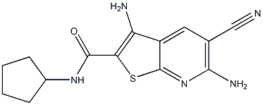 3,6-diamino-5-cyano-N-cyclopentylthieno[2,3-b]pyridine-2-carboxamide Struktur