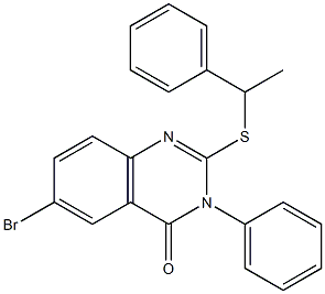 6-bromo-3-phenyl-2-(1-phenylethylsulfanyl)quinazolin-4-one Struktur