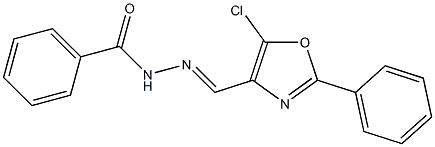 N-[(E)-(5-chloro-2-phenyl-1,3-oxazol-4-yl)methylideneamino]benzamide Struktur