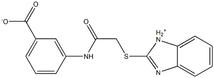 3-[[2-(1H-benzimidazol-1-ium-2-ylsulfanyl)acetyl]amino]benzoate Struktur