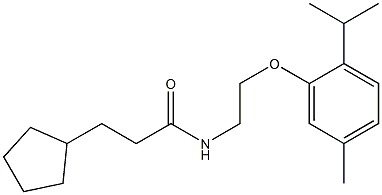 3-cyclopentyl-N-[2-(5-methyl-2-propan-2-ylphenoxy)ethyl]propanamide Struktur