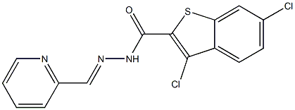 3,6-dichloro-N-[(E)-pyridin-2-ylmethylideneamino]-1-benzothiophene-2-carboxamide Struktur