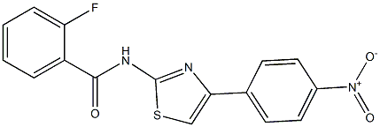 2-fluoro-N-[4-(4-nitrophenyl)-1,3-thiazol-2-yl]benzamide Struktur