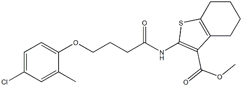 methyl 2-[4-(4-chloro-2-methylphenoxy)butanoylamino]-4,5,6,7-tetrahydro-1-benzothiophene-3-carboxylate Struktur