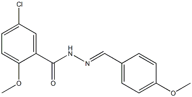 5-chloro-2-methoxy-N-[(E)-(4-methoxyphenyl)methylideneamino]benzamide Struktur