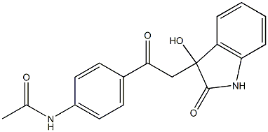 N-[4-[2-(3-hydroxy-2-oxo-1H-indol-3-yl)acetyl]phenyl]acetamide Struktur