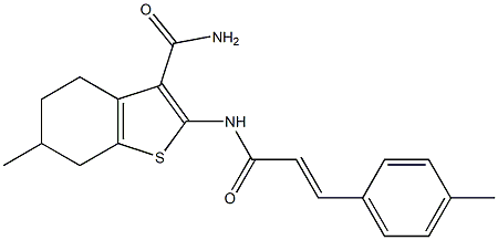 6-methyl-2-[[(E)-3-(4-methylphenyl)prop-2-enoyl]amino]-4,5,6,7-tetrahydro-1-benzothiophene-3-carboxamide Struktur