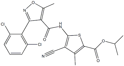 propan-2-yl 4-cyano-5-[[3-(2,6-dichlorophenyl)-5-methyl-1,2-oxazole-4-carbonyl]amino]-3-methylthiophene-2-carboxylate Struktur