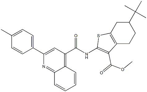 methyl 6-tert-butyl-2-[[2-(4-methylphenyl)quinoline-4-carbonyl]amino]-4,5,6,7-tetrahydro-1-benzothiophene-3-carboxylate Struktur