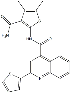 N-(3-carbamoyl-4,5-dimethylthiophen-2-yl)-2-thiophen-2-ylquinoline-4-carboxamide Struktur