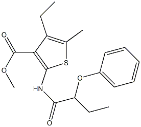 methyl 4-ethyl-5-methyl-2-(2-phenoxybutanoylamino)thiophene-3-carboxylate Struktur