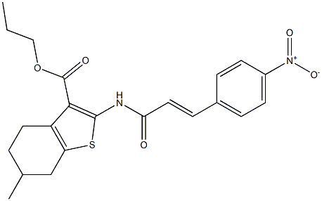 propyl 6-methyl-2-[[(E)-3-(4-nitrophenyl)prop-2-enoyl]amino]-4,5,6,7-tetrahydro-1-benzothiophene-3-carboxylate Struktur