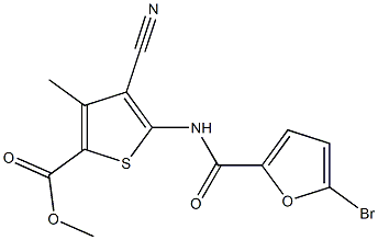 methyl 5-[(5-bromofuran-2-carbonyl)amino]-4-cyano-3-methylthiophene-2-carboxylate Struktur