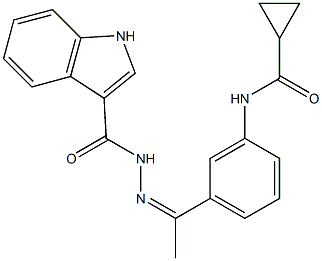 N-[(Z)-1-[3-(cyclopropanecarbonylamino)phenyl]ethylideneamino]-1H-indole-3-carboxamide Struktur