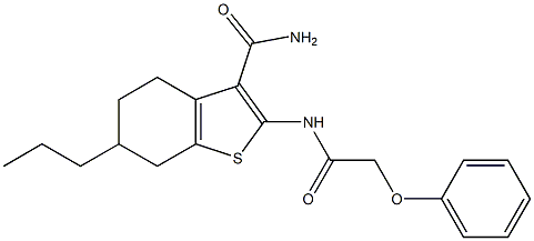 2-[(2-phenoxyacetyl)amino]-6-propyl-4,5,6,7-tetrahydro-1-benzothiophene-3-carboxamide Struktur