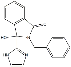 2-benzyl-3-hydroxy-3-(1H-imidazol-2-yl)isoindol-1-one Struktur