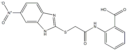 2-[[2-[(6-nitro-1H-benzimidazol-2-yl)sulfanyl]acetyl]amino]benzoic acid Struktur