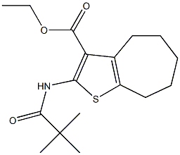 ethyl 2-(2,2-dimethylpropanoylamino)-5,6,7,8-tetrahydro-4H-cyclohepta[b]thiophene-3-carboxylate Struktur