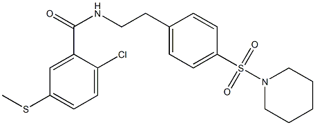 2-chloro-5-methylsulfanyl-N-[2-(4-piperidin-1-ylsulfonylphenyl)ethyl]benzamide Struktur