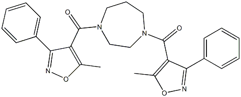 [4-(5-methyl-3-phenyl-1,2-oxazole-4-carbonyl)-1,4-diazepan-1-yl]-(5-methyl-3-phenyl-1,2-oxazol-4-yl)methanone Struktur