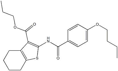 propyl 2-[(4-butoxybenzoyl)amino]-4,5,6,7-tetrahydro-1-benzothiophene-3-carboxylate Struktur