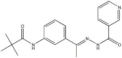 N-[(E)-1-[3-(2,2-dimethylpropanoylamino)phenyl]ethylideneamino]pyridine-3-carboxamide Struktur