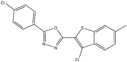 2-(3-chloro-6-methyl-1-benzothiophen-2-yl)-5-(4-chlorophenyl)-1,3,4-oxadiazole Struktur