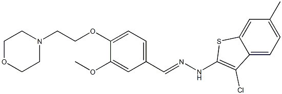 3-chloro-N-[(E)-[3-methoxy-4-(2-morpholin-4-ylethoxy)phenyl]methylideneamino]-6-methyl-1-benzothiophen-2-amine Struktur