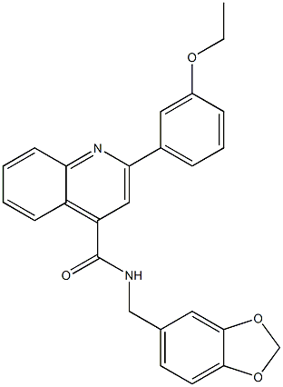 N-(1,3-benzodioxol-5-ylmethyl)-2-(3-ethoxyphenyl)quinoline-4-carboxamide Struktur