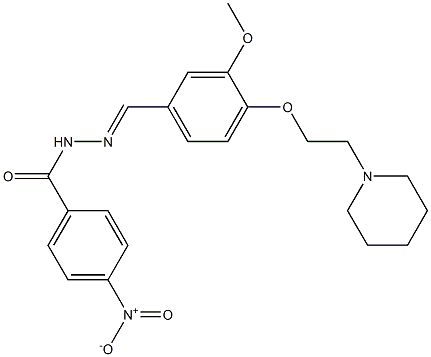 N-[(E)-[3-methoxy-4-(2-piperidin-1-ylethoxy)phenyl]methylideneamino]-4-nitrobenzamide Struktur