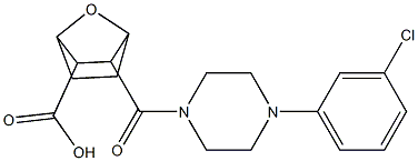 2-[4-(3-chlorophenyl)piperazine-1-carbonyl]-7-oxabicyclo[2.2.1]heptane-3-carboxylic acid Struktur