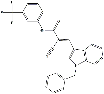 (E)-3-(1-benzylindol-3-yl)-2-cyano-N-[3-(trifluoromethyl)phenyl]prop-2-enamide Struktur