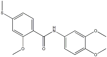 N-(3,4-dimethoxyphenyl)-2-methoxy-4-methylsulfanylbenzamide Struktur