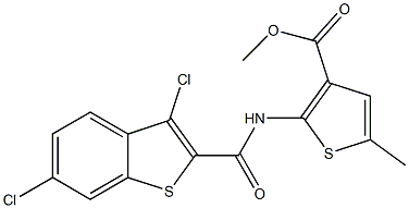 methyl 2-[(3,6-dichloro-1-benzothiophene-2-carbonyl)amino]-5-methylthiophene-3-carboxylate Struktur