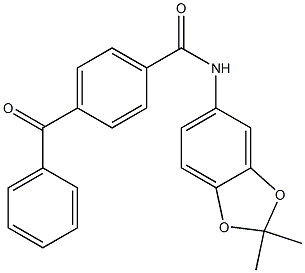 4-benzoyl-N-(2,2-dimethyl-1,3-benzodioxol-5-yl)benzamide Struktur