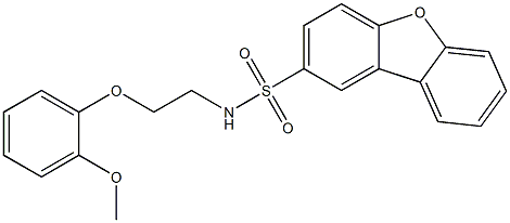 N-[2-(2-methoxyphenoxy)ethyl]dibenzofuran-2-sulfonamide Struktur