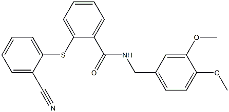 2-(2-cyanophenyl)sulfanyl-N-[(3,4-dimethoxyphenyl)methyl]benzamide Struktur