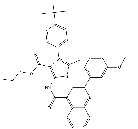 propyl 4-(4-tert-butylphenyl)-2-[[2-(3-ethoxyphenyl)quinoline-4-carbonyl]amino]-5-methylthiophene-3-carboxylate Struktur