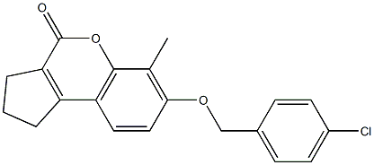 7-[(4-chlorophenyl)methoxy]-6-methyl-2,3-dihydro-1H-cyclopenta[c]chromen-4-one Struktur