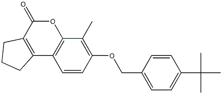 7-[(4-tert-butylphenyl)methoxy]-6-methyl-2,3-dihydro-1H-cyclopenta[c]chromen-4-one Struktur