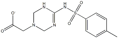 2-[6-[(4-methylphenyl)sulfonylamino]-2,4-dihydro-1H-1,3,5-triazin-3-yl]acetate Struktur