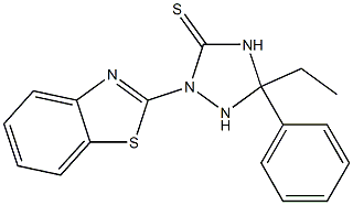 2-(1,3-benzothiazol-2-yl)-5-ethyl-5-phenyl-1,2,4-triazolidine-3-thione Struktur