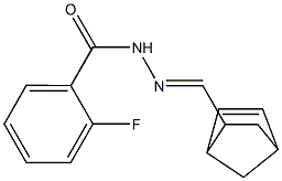 N-[(E)-5-bicyclo[2.2.1]hept-2-enylmethylideneamino]-2-fluorobenzamide Struktur